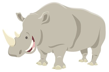 simsearch:400-09151995,k - Cartoon Illustration of Funny Rhino or Rhinoceros Animal Character Foto de stock - Super Valor sin royalties y Suscripción, Código: 400-09151997