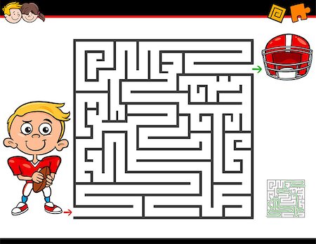 simsearch:400-08973723,k - Cartoon Illustration of Education Maze or Labyrinth Activity Game for Children with Little Boy and Football Foto de stock - Royalty-Free Super Valor e Assinatura, Número: 400-09152006