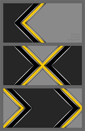 pavelav (artist) - Collection of abstract geometric business cards with yellow and black strip in the form of a cross and arrows on a gray background Foto de stock - Super Valor sin royalties y Suscripción, Código: 400-09152237