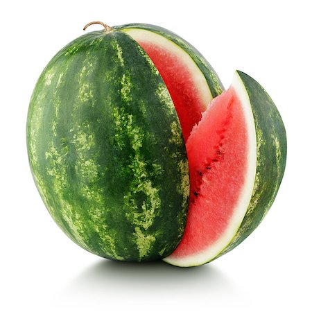 simsearch:400-06862060,k - Ripe watermelon with cut slice isolated on white background with clipping path Foto de stock - Royalty-Free Super Valor e Assinatura, Número: 400-09152240