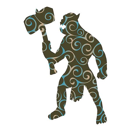 Orc pattern silhouette monster villain fantasy. Vector illustration. Stock Photo - Budget Royalty-Free & Subscription, Code: 400-09152272