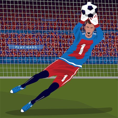 soccer goalie hands - Football gameplay. Soccer goalkeeper catching ball with his hands in the fall, front face view, football goal on background. World Cup lettering Stock Photo - Budget Royalty-Free & Subscription, Code: 400-09152322