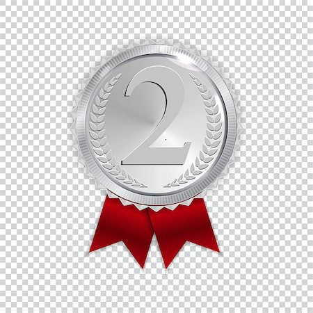 simsearch:400-07463041,k - Champion Art Silver Medal with Red Ribbon Icon Sign Second Place Isolated on Transparent Background. Vector Illustration EPS10 Foto de stock - Super Valor sin royalties y Suscripción, Código: 400-09152538