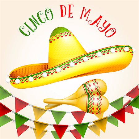 Cinco de Mayo poster with sombrero and maracas Photographie de stock - Aubaine LD & Abonnement, Code: 400-09152560