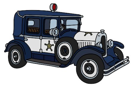 simsearch:400-08966942,k - The vector illustration of a vintage dark blue police car Stock Photo - Budget Royalty-Free & Subscription, Code: 400-09152583