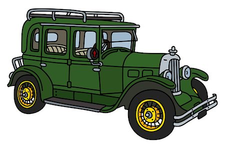 The vector illustration of a vintage green limousine Fotografie stock - Microstock e Abbonamento, Codice: 400-09152597