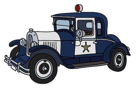 simsearch:400-08966942,k - The vector illustration of a vintage dark blue police car Stock Photo - Budget Royalty-Free & Subscription, Code: 400-09152592