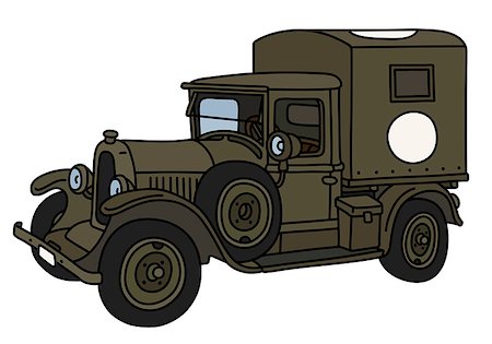 simsearch:400-08966942,k - The vector illustration of a vintage military ambulance truck Stock Photo - Budget Royalty-Free & Subscription, Code: 400-09152593