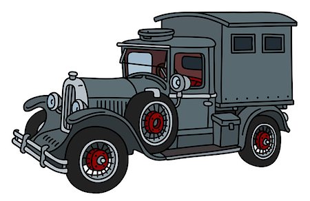 The vector illustration of a vintage gray cabinet truck Fotografie stock - Microstock e Abbonamento, Codice: 400-09152605