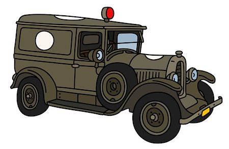 The vector illustration of a vintage khaki military ambulance car Fotografie stock - Microstock e Abbonamento, Codice: 400-09152600