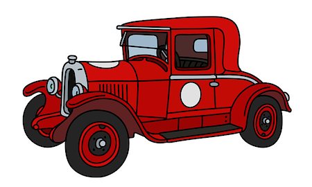 The vector illustration of a vintage red racecar Fotografie stock - Microstock e Abbonamento, Codice: 400-09152602