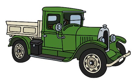The vector illustration of a vintage green lorry Fotografie stock - Microstock e Abbonamento, Codice: 400-09152603