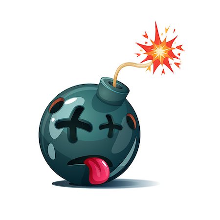 sparking dynamite - Cartoon bomb, fuse, wick, spark icon Dead smiley Vector eps 10 Stock Photo - Budget Royalty-Free & Subscription, Code: 400-09152674