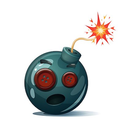 dynamite fuse burn - Cartoon bomb, fuse, wick, spark icon. Sewing button smiley Vector eps 10 Stock Photo - Budget Royalty-Free & Subscription, Code: 400-09152675