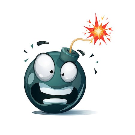 simsearch:400-06744898,k - Cartoon bomb, fuse, wick, spark icon Disgust smiley Vector eps 10 Stock Photo - Budget Royalty-Free & Subscription, Code: 400-09152677
