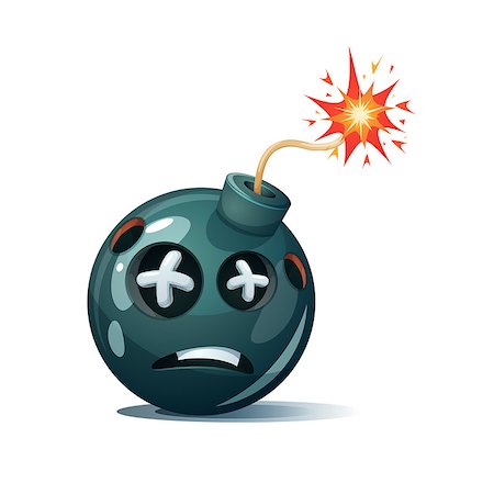 dynamite fuse burn - Cartoon bomb, fuse, wick, spark icon Dead smiley Vector eps 10 Stock Photo - Budget Royalty-Free & Subscription, Code: 400-09152671