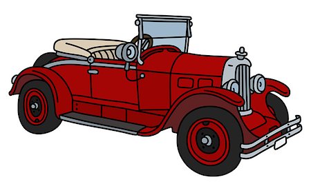 The vector illustration of a vintage red small cabriolet Fotografie stock - Microstock e Abbonamento, Codice: 400-09152686
