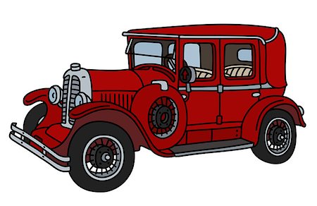 The vector illustration of a vintage red limousine Fotografie stock - Microstock e Abbonamento, Codice: 400-09152687
