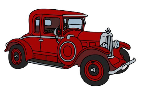 The vector illustration of a vintage red sport coupe Fotografie stock - Microstock e Abbonamento, Codice: 400-09152688