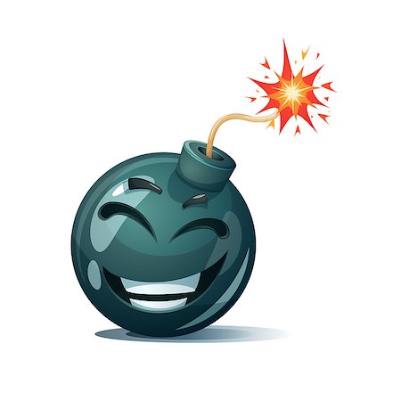 simsearch:400-05388310,k - Cartoon bomb, fuse, wick, spark icon Laugh smiley Vector eps 10 Stock Photo - Budget Royalty-Free & Subscription, Code: 400-09152680