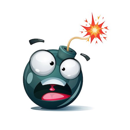 sparking dynamite - Cartoon bomb, fuse, wick, spark icon Afraid smiley Vector eps 10 Stock Photo - Budget Royalty-Free & Subscription, Code: 400-09152682