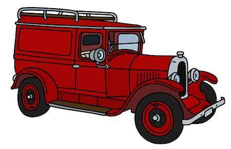 The vector illustration of a vintage red delivery car Fotografie stock - Microstock e Abbonamento, Codice: 400-09152694