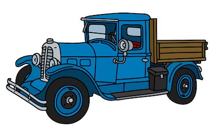 The vector illustration of a vintage blue lorry Fotografie stock - Microstock e Abbonamento, Codice: 400-09152698