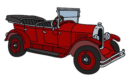 The vector illustration of a vintage red convertible Fotografie stock - Microstock e Abbonamento, Codice: 400-09152691