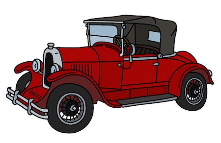 The vector illustration of a vintage red small cabriolet Fotografie stock - Microstock e Abbonamento, Codice: 400-09152700