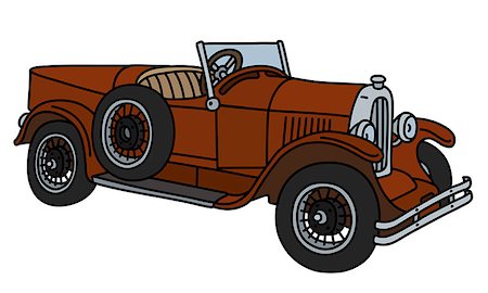 The vector illustration of a vintage brown sport car Fotografie stock - Microstock e Abbonamento, Codice: 400-09152711