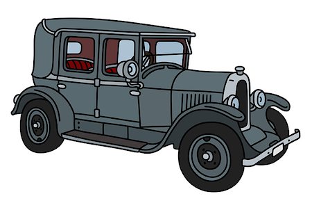 The vector illustration of a vintage gray limousine Fotografie stock - Microstock e Abbonamento, Codice: 400-09152712