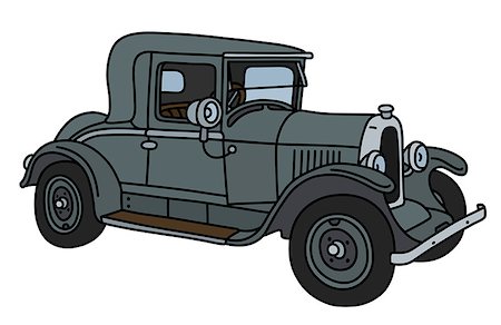 The vector illustration of a vintage gray doctor car Fotografie stock - Microstock e Abbonamento, Codice: 400-09152713