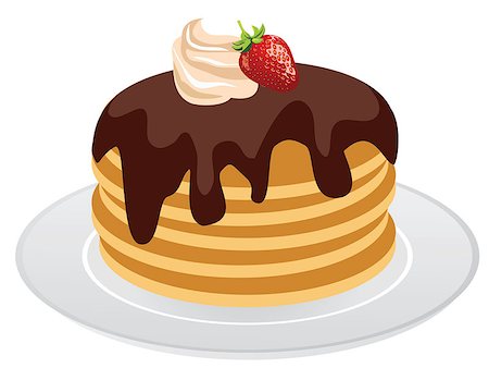 simsearch:400-07510513,k - Vector illustration of stack of pancakes with chocolate syrup, cream and berries. Stock Photo - Budget Royalty-Free & Subscription, Code: 400-09152739