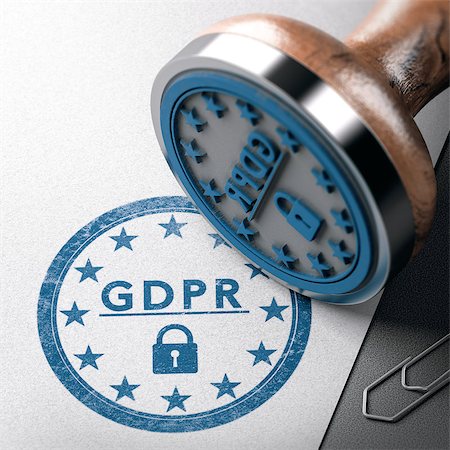 GDPR mark imprinted on a paper background with rubber stamp. Concept of European Data Protection Management Compliance. 3D illustration Foto de stock - Royalty-Free Super Valor e Assinatura, Número: 400-09152763