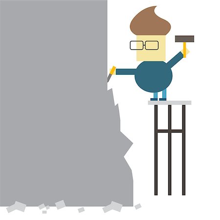 Make yourself. Vector flat illustration - man makes statue from a large piece of stone Foto de stock - Super Valor sin royalties y Suscripción, Código: 400-09152798