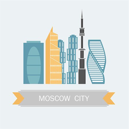 Banner of Moscow city in flat line trendy style. Moscow city flat art. All buildings separated and customizable. Foto de stock - Super Valor sin royalties y Suscripción, Código: 400-09152802