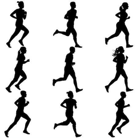 simsearch:400-04273380,k - Set of silhouettes. Runners on sprint, men and woman. Foto de stock - Super Valor sin royalties y Suscripción, Código: 400-09152869