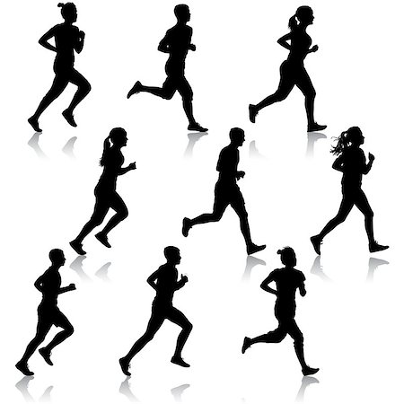 simsearch:400-04273380,k - Set of silhouettes. Runners on sprint, men and woman. Foto de stock - Super Valor sin royalties y Suscripción, Código: 400-09152870