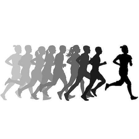 simsearch:400-04273380,k - Set of silhouettes. Runners on sprint, men and woman. Foto de stock - Super Valor sin royalties y Suscripción, Código: 400-09152871