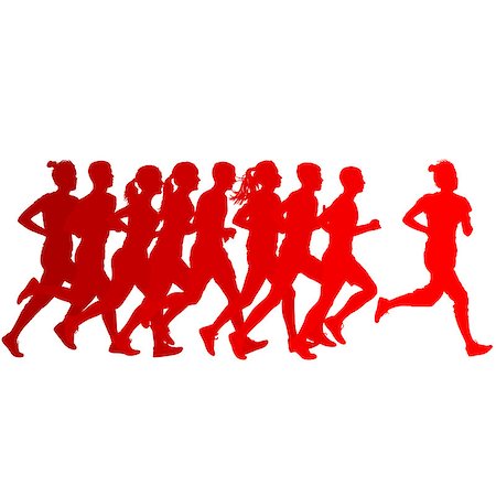 simsearch:400-04273380,k - Set of silhouettes. Runners on sprint, men and woman. Foto de stock - Super Valor sin royalties y Suscripción, Código: 400-09152872