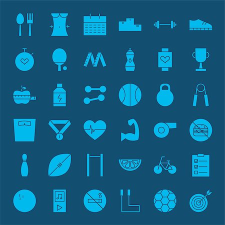 Healthy Lifestyle Solid Web Icons. Vector Set of Sport Fitness Glyphs. Stock Photo - Budget Royalty-Free & Subscription, Code: 400-09152939