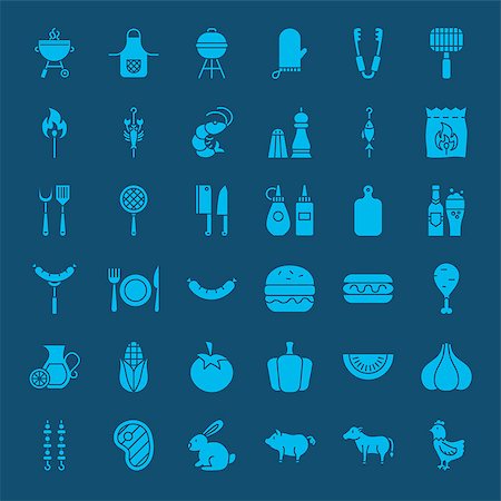 Barbecue Solid Web Icons. Vector Set of Glyphs. Stock Photo - Budget Royalty-Free & Subscription, Code: 400-09152930