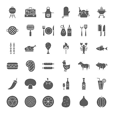 pig roast - Grill Solid Web Icons. Vector Set of Glyphs. Stock Photo - Budget Royalty-Free & Subscription, Code: 400-09152933