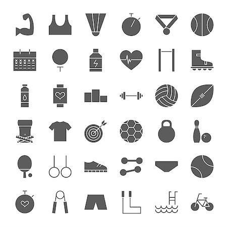 Sport Fitness Solid Web Icons. Vector Set of Healthy Lifestyle Glyphs. Stock Photo - Budget Royalty-Free & Subscription, Code: 400-09152945