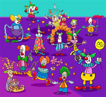 simsearch:400-09120523,k - Cartoon Illustration of Funny Circus Clowns or Jokers Characters Group Stock Photo - Budget Royalty-Free & Subscription, Code: 400-09152968