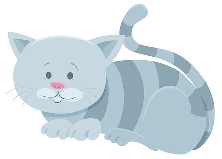 simsearch:400-09095576,k - Cartoon Illustration of Funny Gray Tabby Cat or Kitten Animal Character Foto de stock - Super Valor sin royalties y Suscripción, Código: 400-09152985