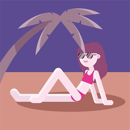 fakes_designer (artist) - Girl in bikini sunbathing on beach under the palm Photographie de stock - Aubaine LD & Abonnement, Code: 400-09153071