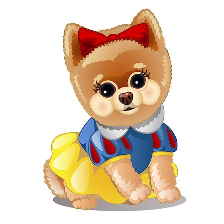 Little fluffy dog in clothes. Vector illustration. Dressed Pets. Stockbilder - Microstock & Abonnement, Bildnummer: 400-09153131