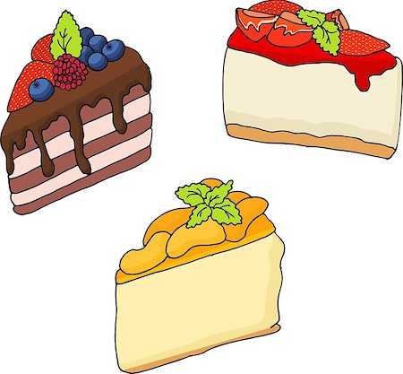 simsearch:400-08506114,k - vector illustration of various cakes and pastries isolated on white. Foto de stock - Super Valor sin royalties y Suscripción, Código: 400-09153146