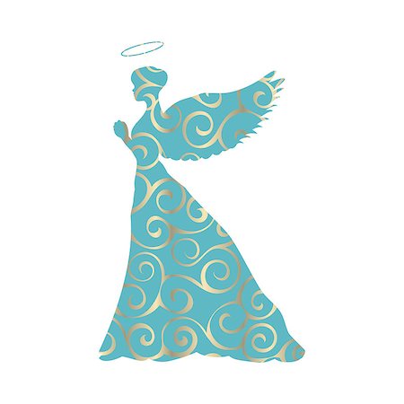 Angel silhouette christmas religious christian. Vector illustration. Stock Photo - Budget Royalty-Free & Subscription, Code: 400-09153169